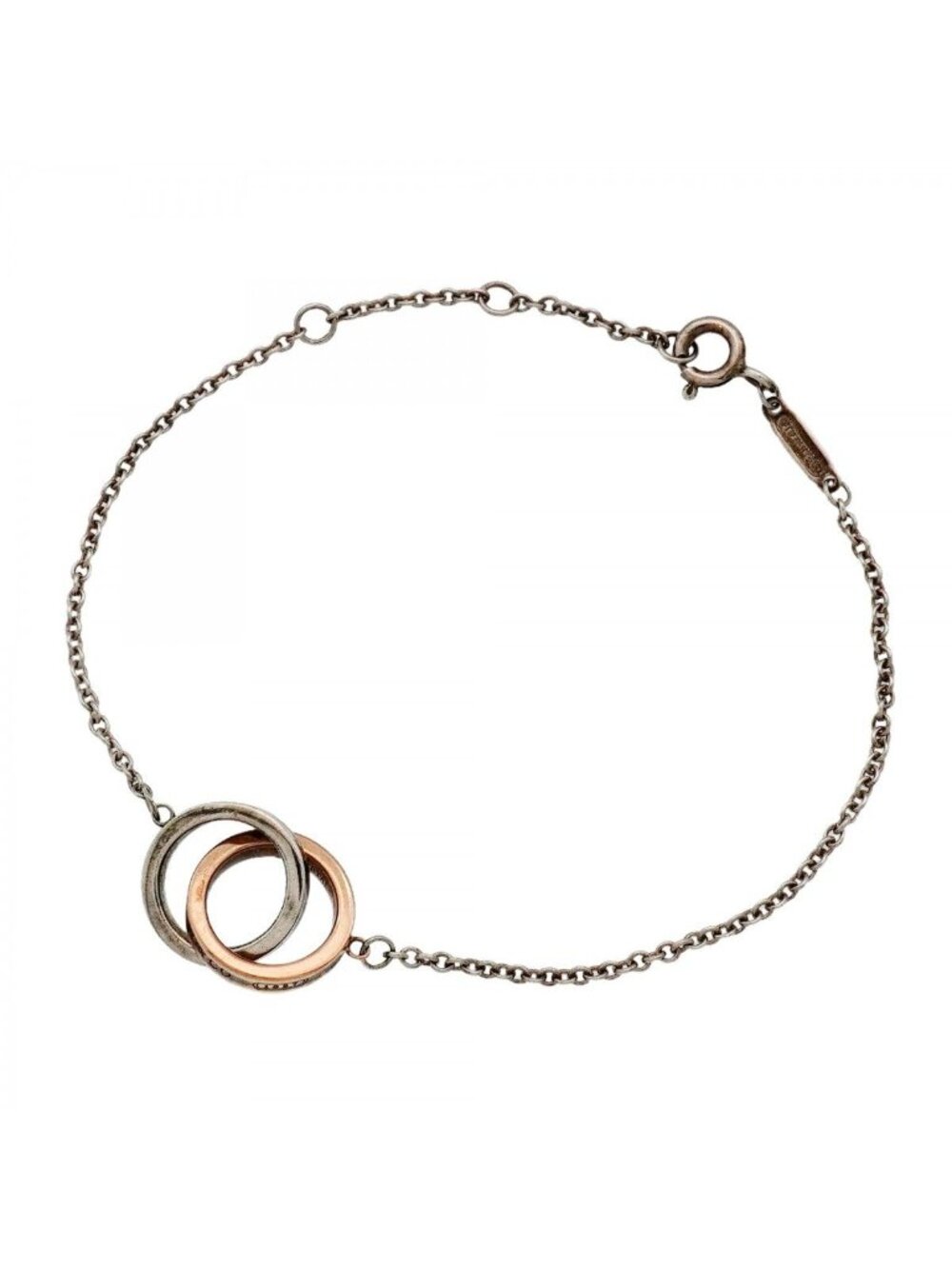 Tiffany & Co Bracelet Interlocking 925 Sterling Silver Gold Rubedo